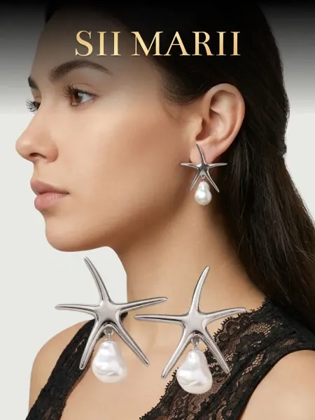 Schiaparelli Серьги скиапарелли морская звезда с жемчужной серебристые
