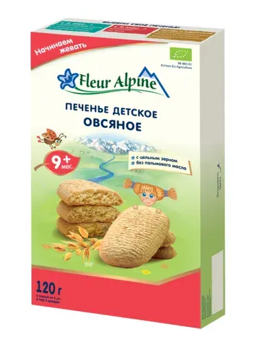 Печенье детское Fleur Alpine Овсяное, с 9 месяцев, 120 г