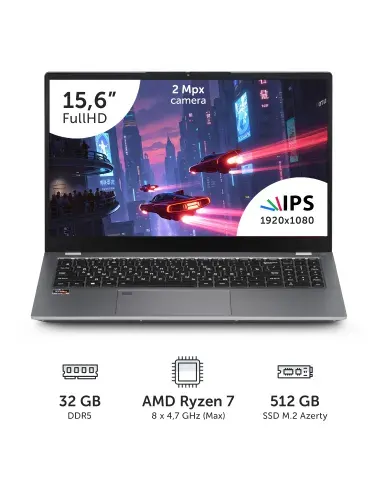 Azerty RBA-4500 Ноутбук 15.6", AMD Ryzen 7 6800H, RAM 32 ГБ, SSD 512 ГБ, AMD Radeon 680M, Windows Pro, (120-1016), серый, Русская раскладка