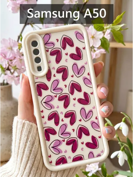 Red Cat Чехол на Samsung Galaxy A50 Сердечки 1