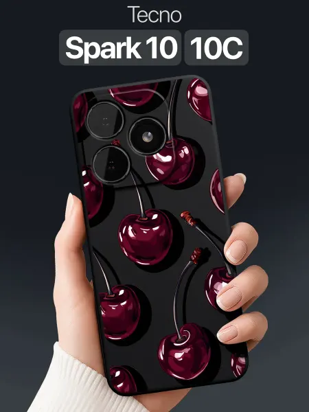 SCDesign Чехол на Tecno Spark 10 и 10C с вишнями