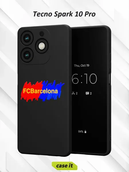 Case it Чехол на Tecno Spark 10 Pro с принтом надпись FC Barcelona
