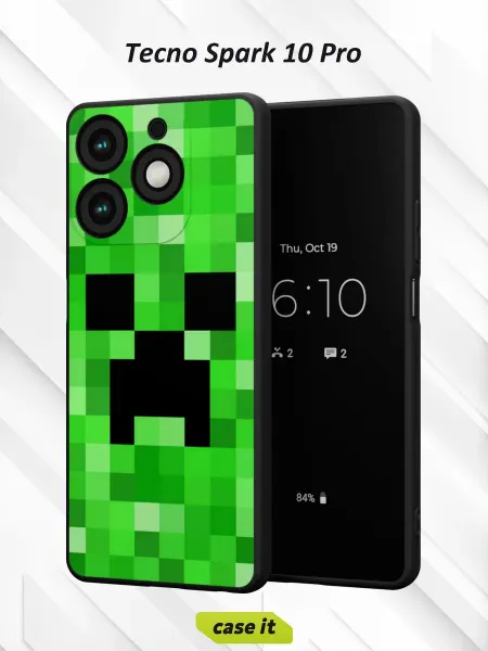 Case it Чехол на Tecno Spark 10 Proс принтом Creeper