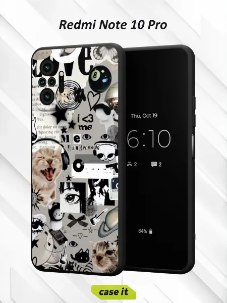 Case it Чехол на Redmi Note 10 Proс принтом Котик