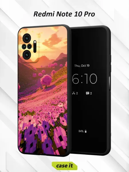 Case it Чехол на Redmi Note 10 Proс принтом Пиксельные поля