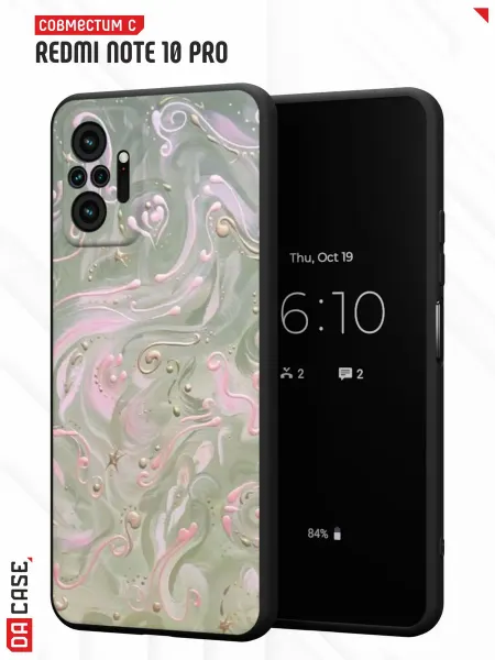DACase Чехол на Redmi Note 10 Pro с принтом Мрамор