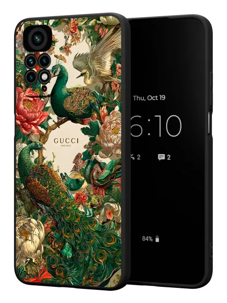 PBl store Чехол на Xiaomi Redmi Note 11 11S 4G с принтом Павлин Gucci
