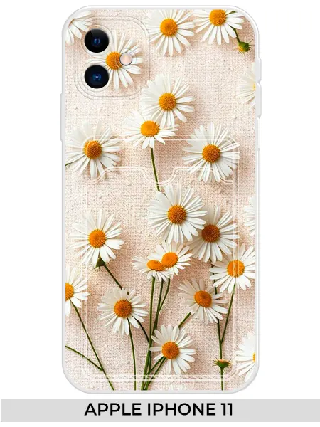 NOOTO Чехол с карманом на Apple iPhone 11 с ромашками