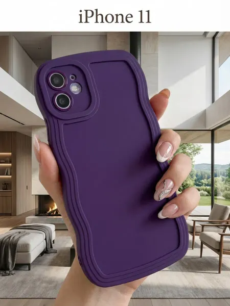 FuturaCase Чехол на iPhone 11 фиолетовый волнистый матовый