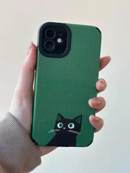 Logvishop Чехол на iPhone 11 зеленый с котиком