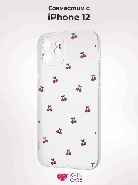 KVIN CASE Чехол на Apple iPhone 12 с принтом Вишенки