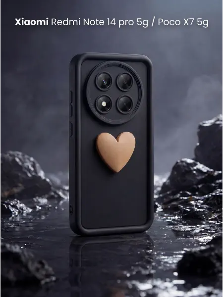 URBAZZA Чехол на Redmi Note 14 Pro 5G, Poco X7 5G с 3D сердцем