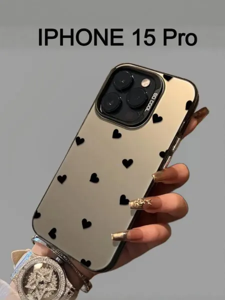 CASE HOUSE Силиконовый чехол на iPhone 15 pro с принтом сердце 15 про