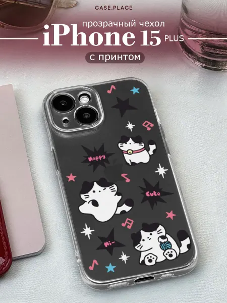 Case Place Чехол на iPhone 15 Plus с котиками