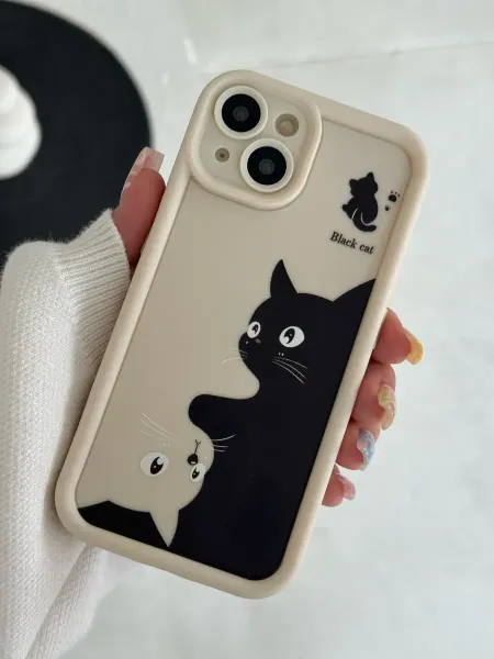 CaseLove Чехол на iPhone 15 с принтом котики бежевый
