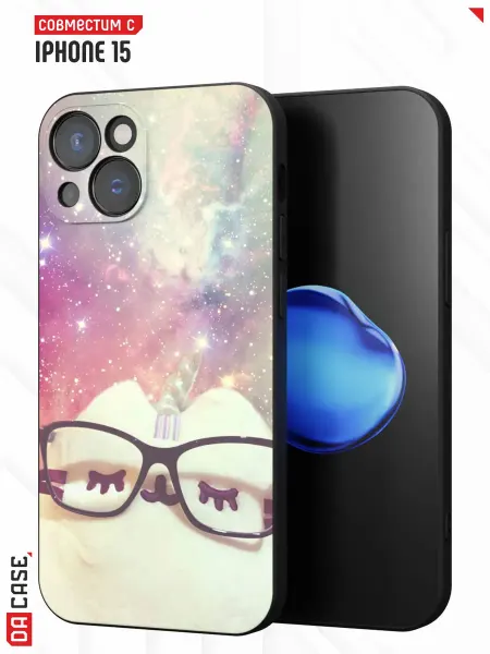 DACase Чехол на iPhone 15 с принтом Котик