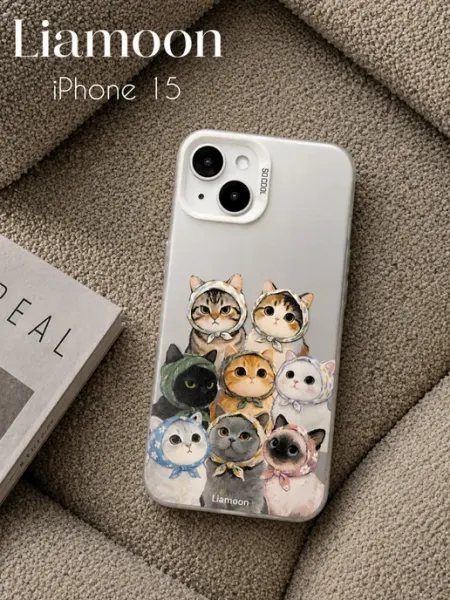 Liamoon Чехол на iPhone 15 с принтом Котики