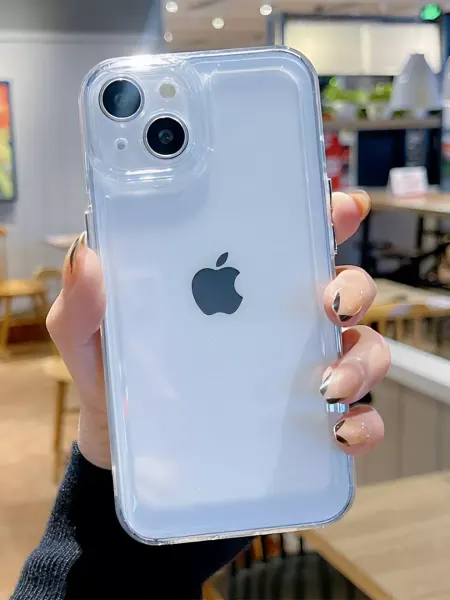 IPhone чехлы Чехол на iPhone 15 прозрачный с квадратными гранями