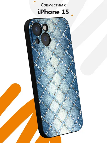 Мобилиус Чехол на iPhone 15 с принтом Клетчатый