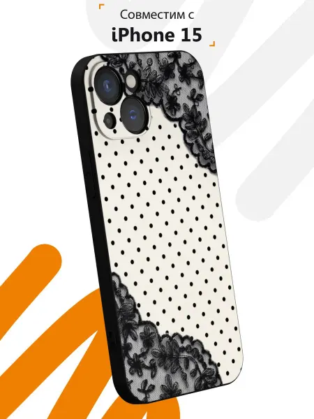 Мобилиус Чехол на iPhone 15 с принтом Кружево