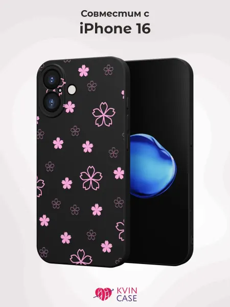 KVIN CASE Чехол на Apple IPhone 16 с принтом Цветочки