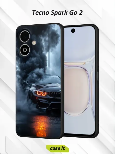 Case it Чехол на Tecno Spark Go 2 с принтом BMW в дыму