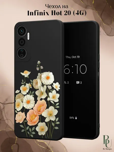Be Unique Чехол на Infinix HOT 20 4G с принтом Цветочки