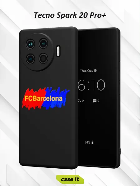 Case it Чехол на Tecno Spark 20 Pro + с принтом надпись FC Barcelona