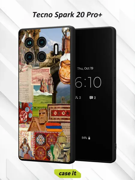 Case it Чехол на Tecno Spark 20 Pro +с принтом Коллаж
