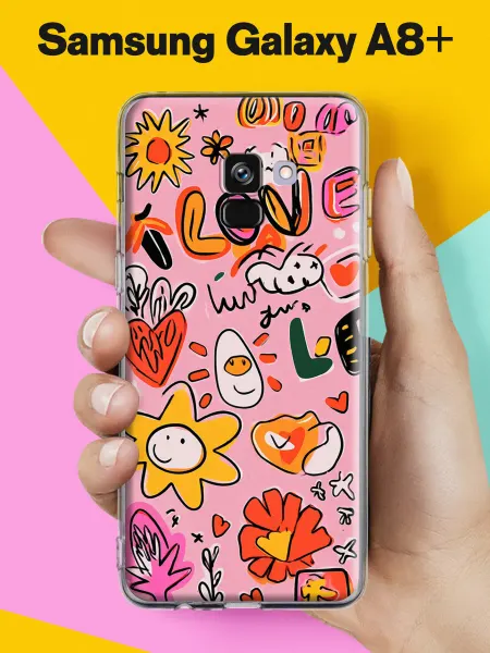 SAMSUNG Чехол на A8 Plus 2018 с принтом Яркая любовь