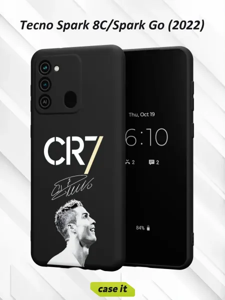 Case it Чехол на Tecno Spark 8C GO 2022 принт логотип бренда CR7