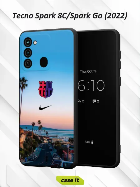 Case it Чехол на Tecno Spark 8C GO 2022 Барселона и логотип Nike