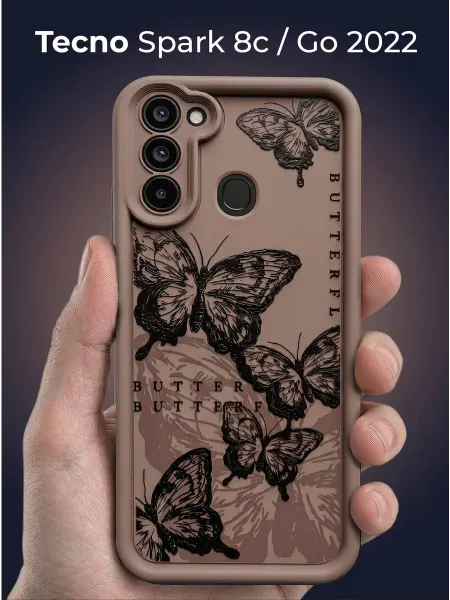 URBAZZA Чехол на Tecno Spark 8c, Spark Go 2022 с рисунком бабочки