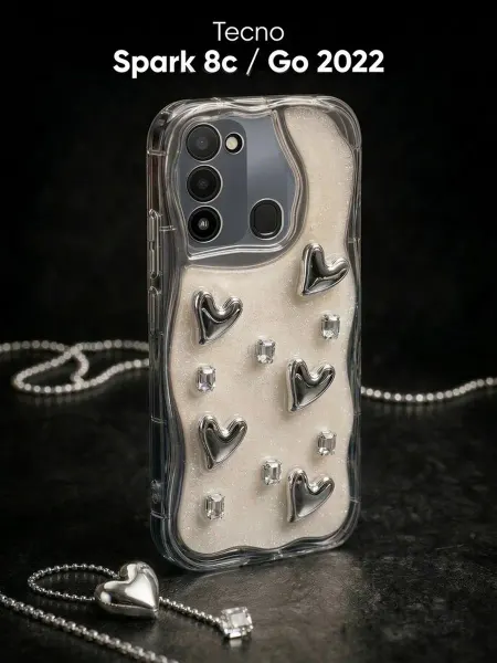 РИНОФОН Чехол с сердечками на Tecno Spark 8c, Tecno Spark Go 2022