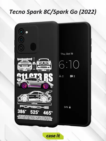 Case it Чехол на Tecno Spark 8C GO 2022с принтом Porsche 911