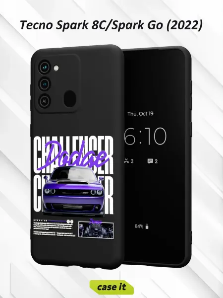 Case it Чехол на Tecno Spark 8C GO 2022с принтом The purple car