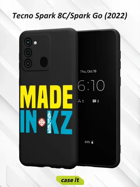 Case it Чехол на Tecno Spark 8C GO 2022с принтом MADE IN KZ
