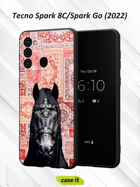 Case it Чехол на Tecno Spark 8C GO 2022с принтом лошадь на ковре