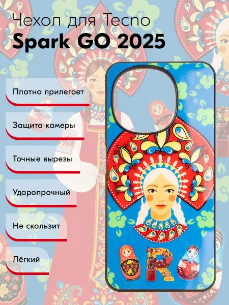 Y`Case Чехол на Tecno Spark GO 2025 с принтом кокошник Russian
