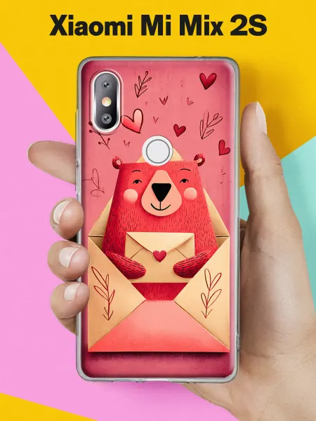 Xiaomi Чехол на Mi Mix 2S с принтом Мишка с валентинкой
