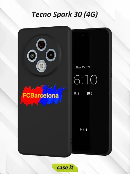 Case it Чехол на Tecno Spark 30 4G с принтом надпись FC Barcelona