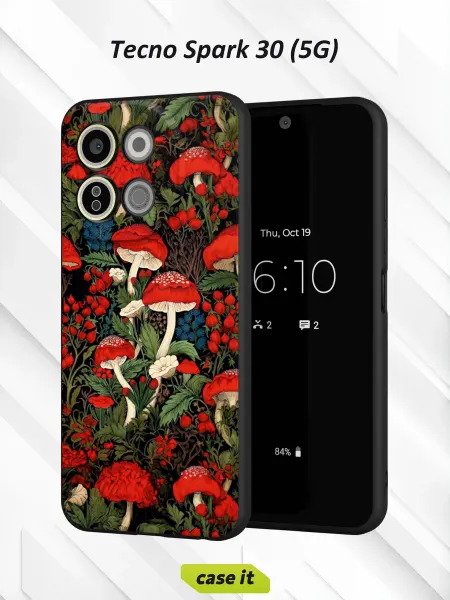 Case it Чехол на Tecno Spark 30 5Gс принтом Мухоморы