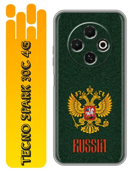 360skin Чехол на Tecno Spark 30C Флаг Герб России (мужской)
