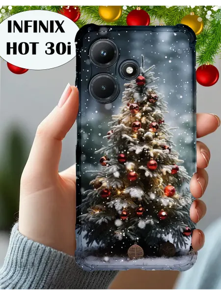 Чехол на Infinix Hot 30i с принтом елка