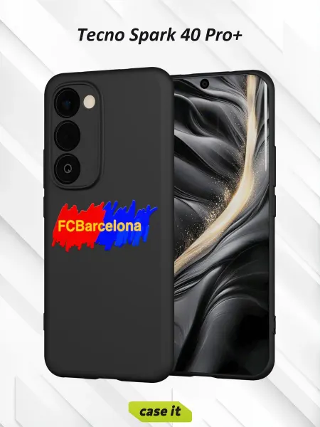 Case it Чехол на Tecno Spark 40 Pro+ с принтом надпись FC Barcelona