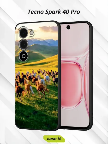 Case it Чехол на Tecno Spark 40 Proс принтом Лошади
