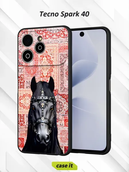 Case it Чехол на Tecno Spark 40с принтом лошадь на ковре