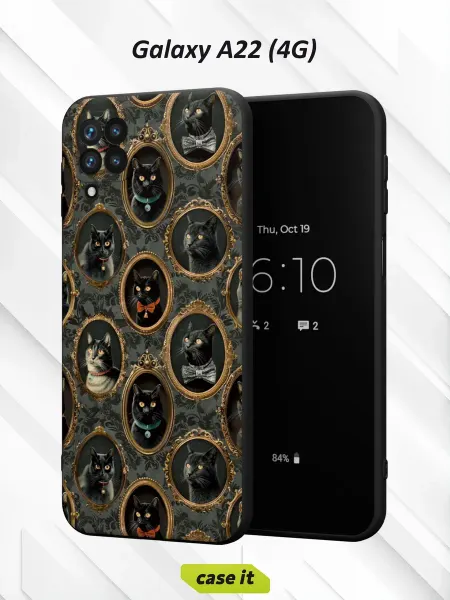 Case it Чехол на Samsung A22 4Gс принтом Портреты кошек