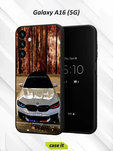 Case it Чехол на Samsung A16 (5G) с принтом BMW белого цвета