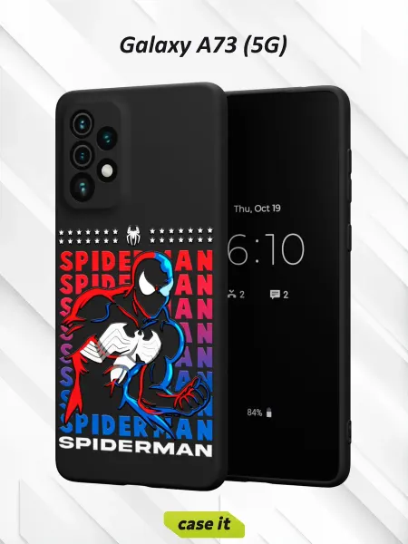 Case it Чехол на Samsung A73 5Gс принтом Черный Человек-Паук